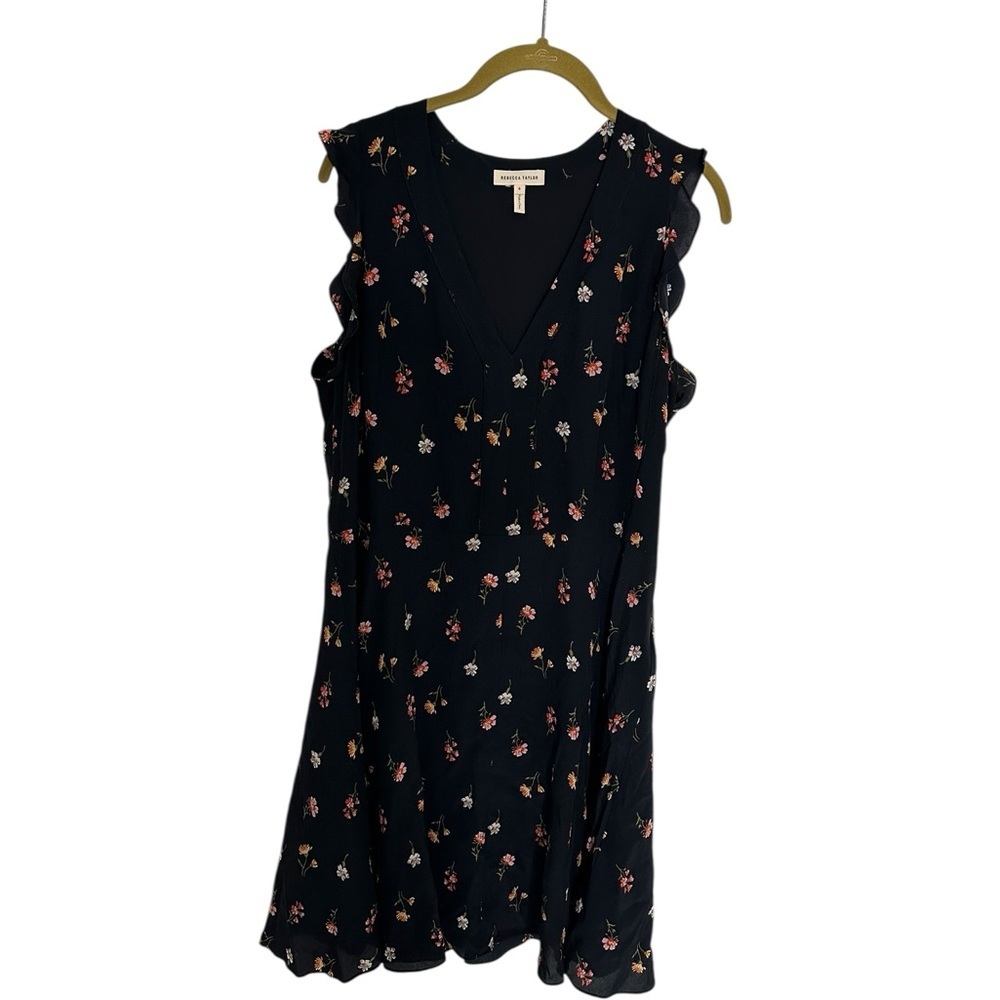Rebecca Taylor Floral Sleeveless Dress V Neck Silk 6